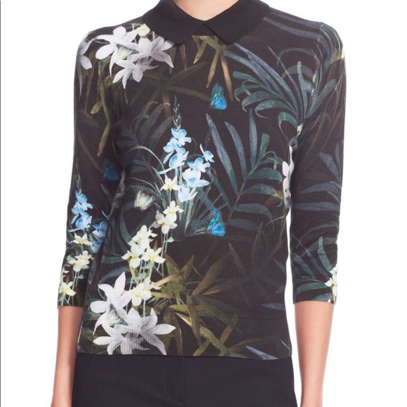 Ted Baker London Larvley Twilight Floral Sweater - Ted Sz 1/ US Sz 2-4 - Picture 10 of 10